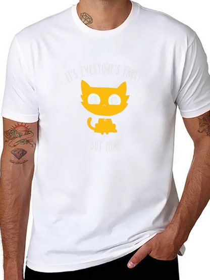 Funny Cat T-Shirt - Its Everyones Fault But Mine