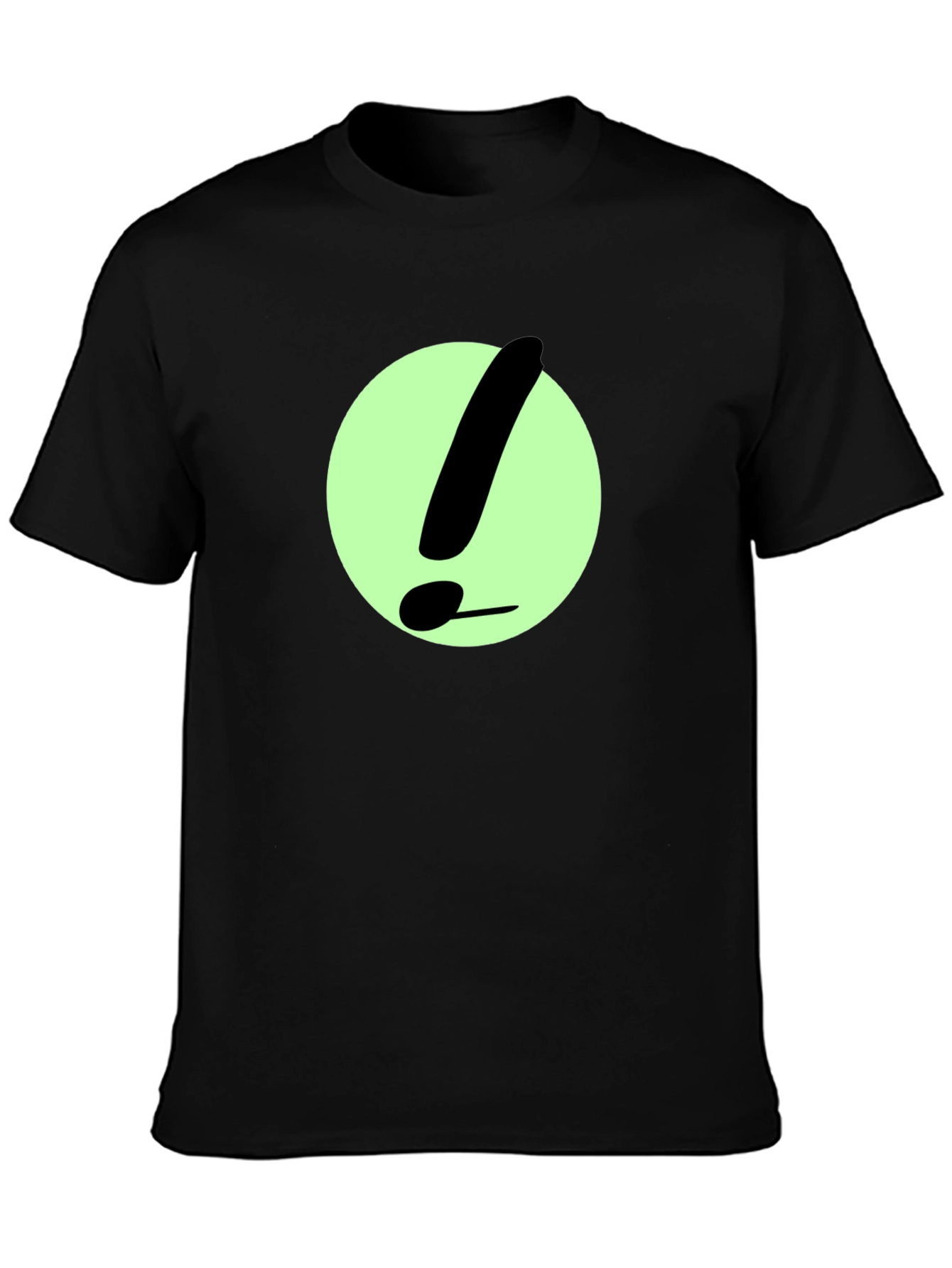 Black T-Shirt with Green Exclamation Point Design