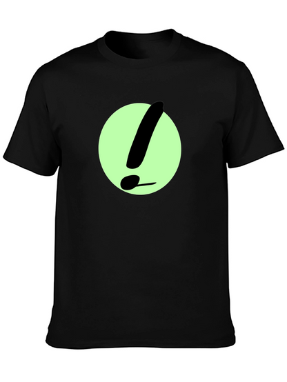 Black T-Shirt with Green Exclamation Point Design