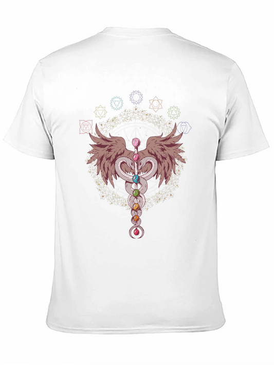 Chakra Snakes & Wings Graphic T-Shirt - Black