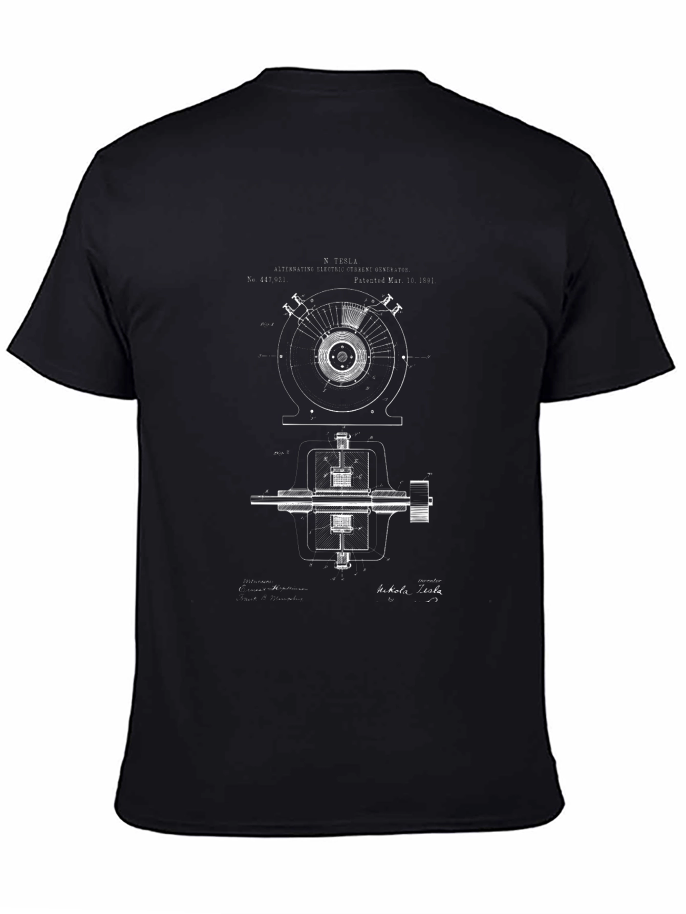 Tesla Blueprint Graphic T-Shirt - Black