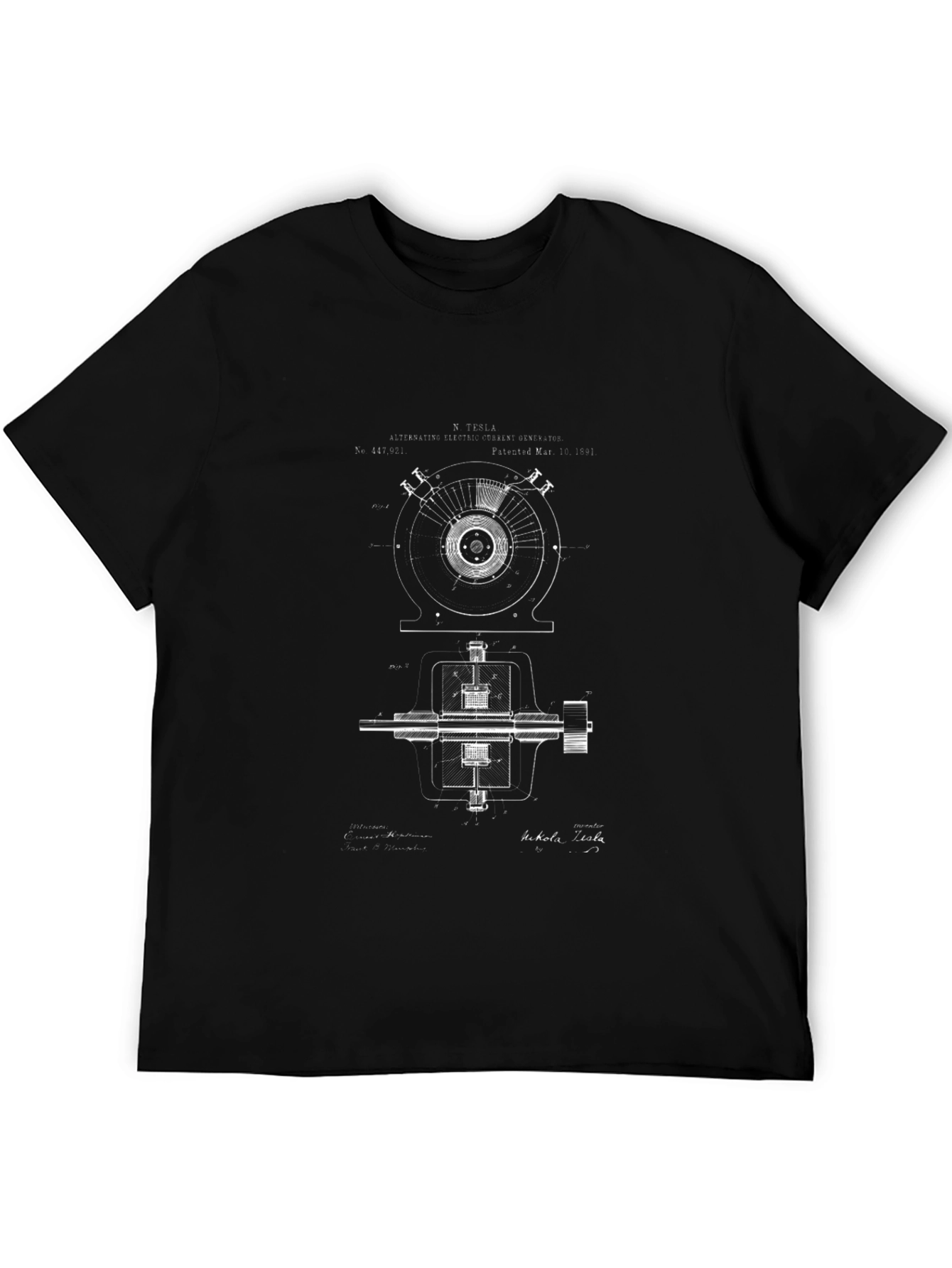 Tesla Blueprint Graphic T-Shirt - Black