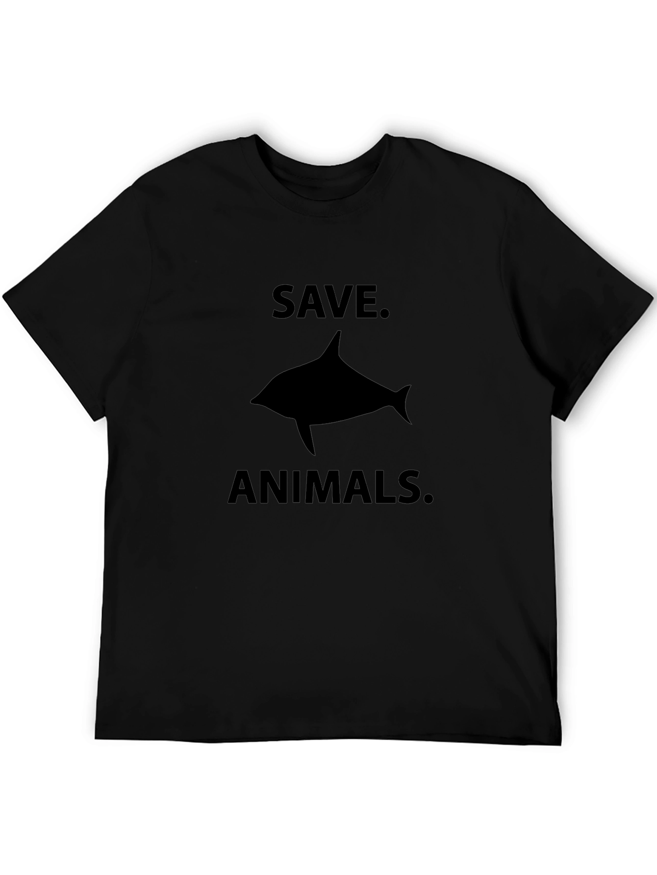 Save Animals T-Shirt - Black Dolphin Graphic