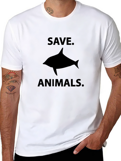 Save Animals T-Shirt - Black Dolphin Graphic
