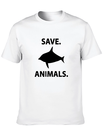 Save Animals T-Shirt - Black Dolphin Graphic