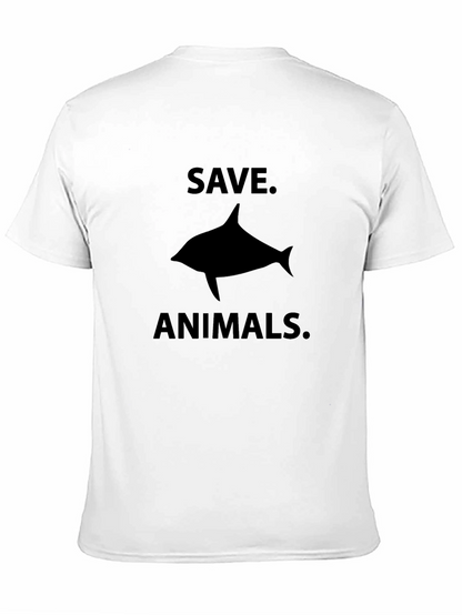 Save Animals T-Shirt - Black Dolphin Graphic