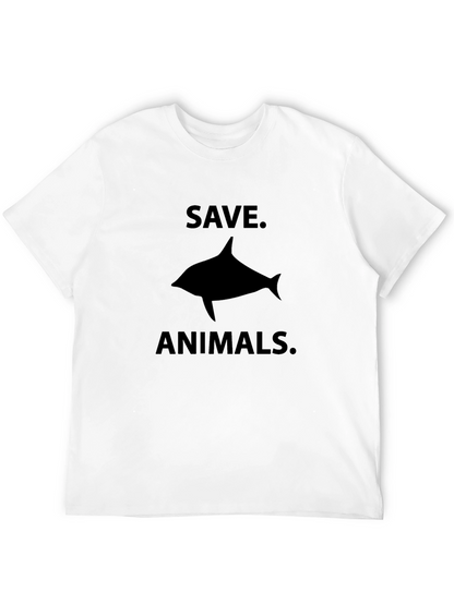 Save Animals T-Shirt - Black Dolphin Graphic