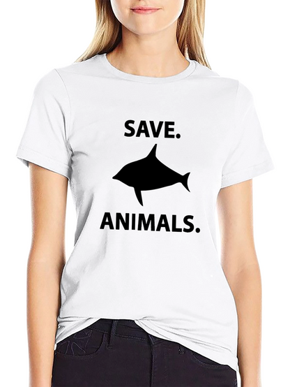 Save Animals T-Shirt - Black Dolphin Graphic