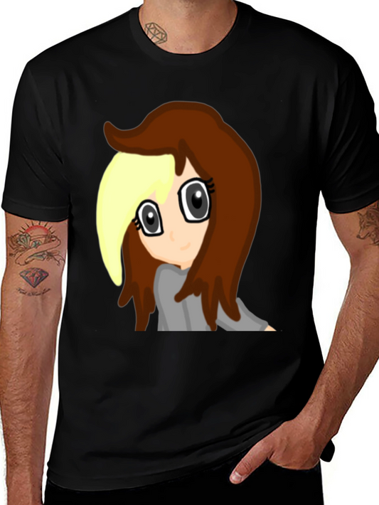 Anime Girl Graphic Tee - Black Cotton Comfort