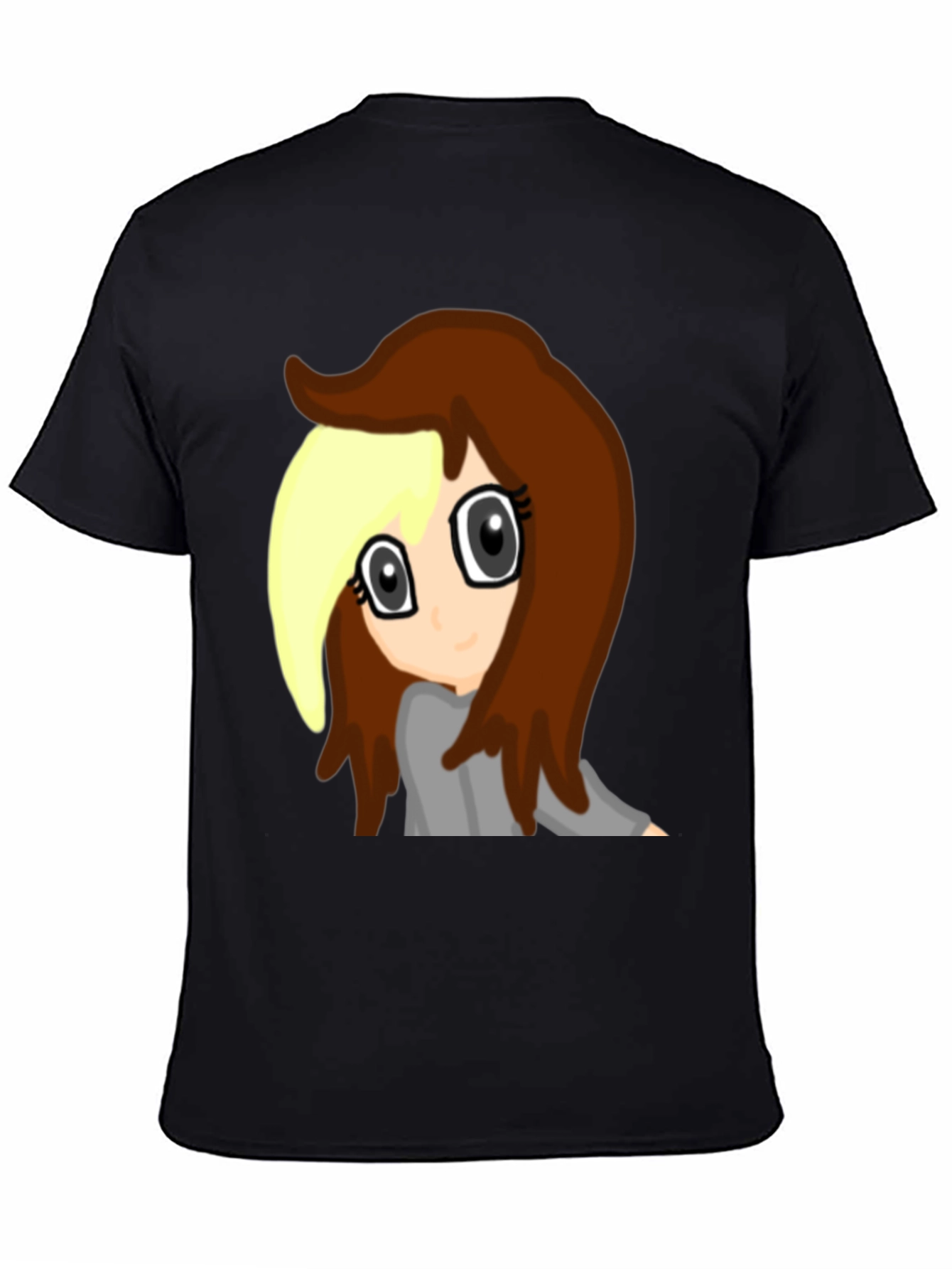 Anime Girl Graphic Tee - Black Cotton Comfort