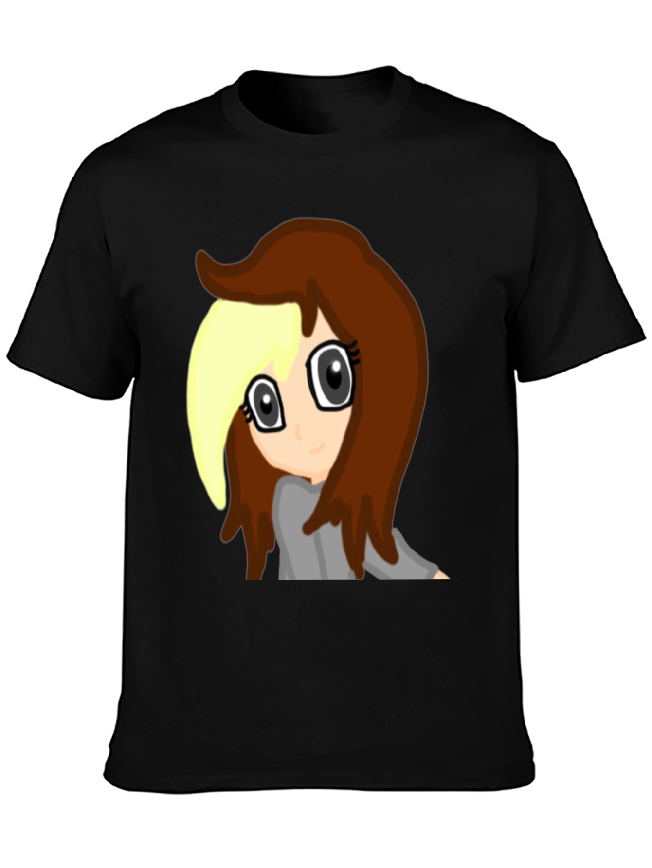 Anime Girl Graphic Tee - Black Cotton Comfort
