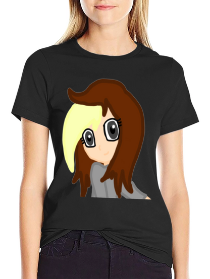 Anime Girl Graphic Tee - Black Cotton Comfort