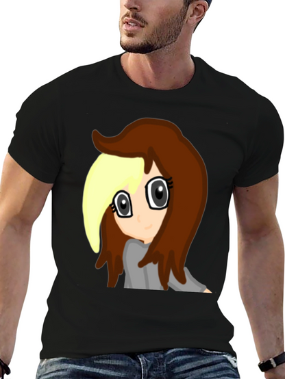 Anime Girl Graphic Tee - Black Cotton Comfort