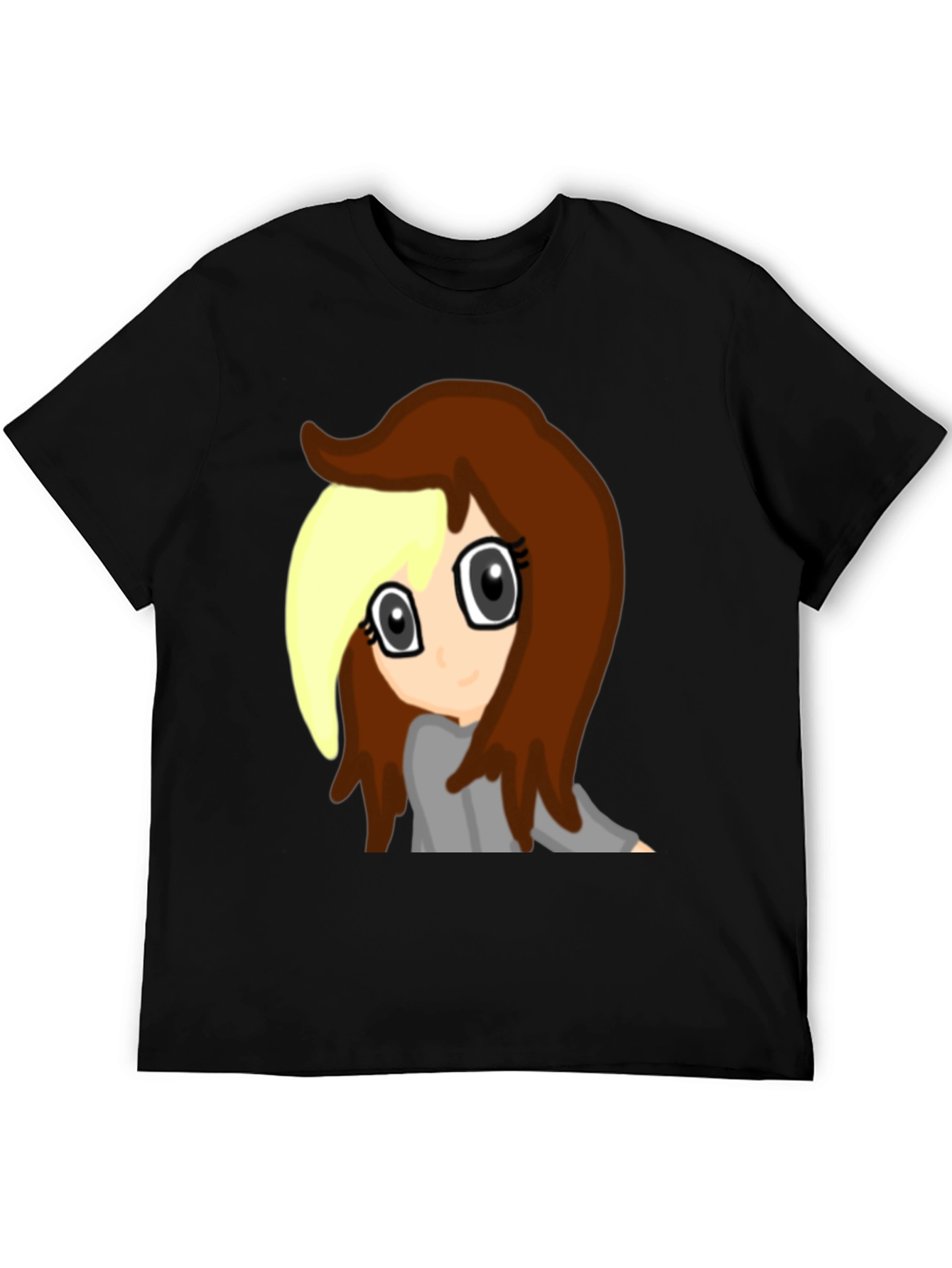 Anime Girl Graphic Tee - Black Cotton Comfort