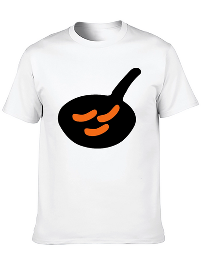 Black T-Shirt with Sausage & Pan Graphic