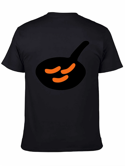 Black T-Shirt with Sausage & Pan Graphic