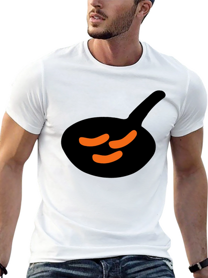 Black T-Shirt with Sausage & Pan Graphic