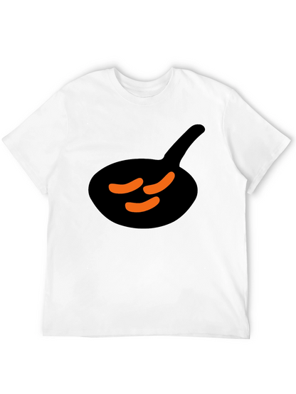Black T-Shirt with Sausage & Pan Graphic