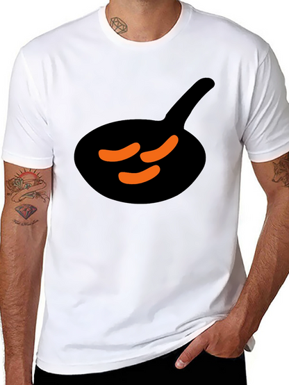 Black T-Shirt with Sausage & Pan Graphic