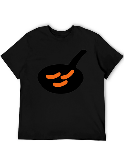 Black T-Shirt with Sausage & Pan Graphic