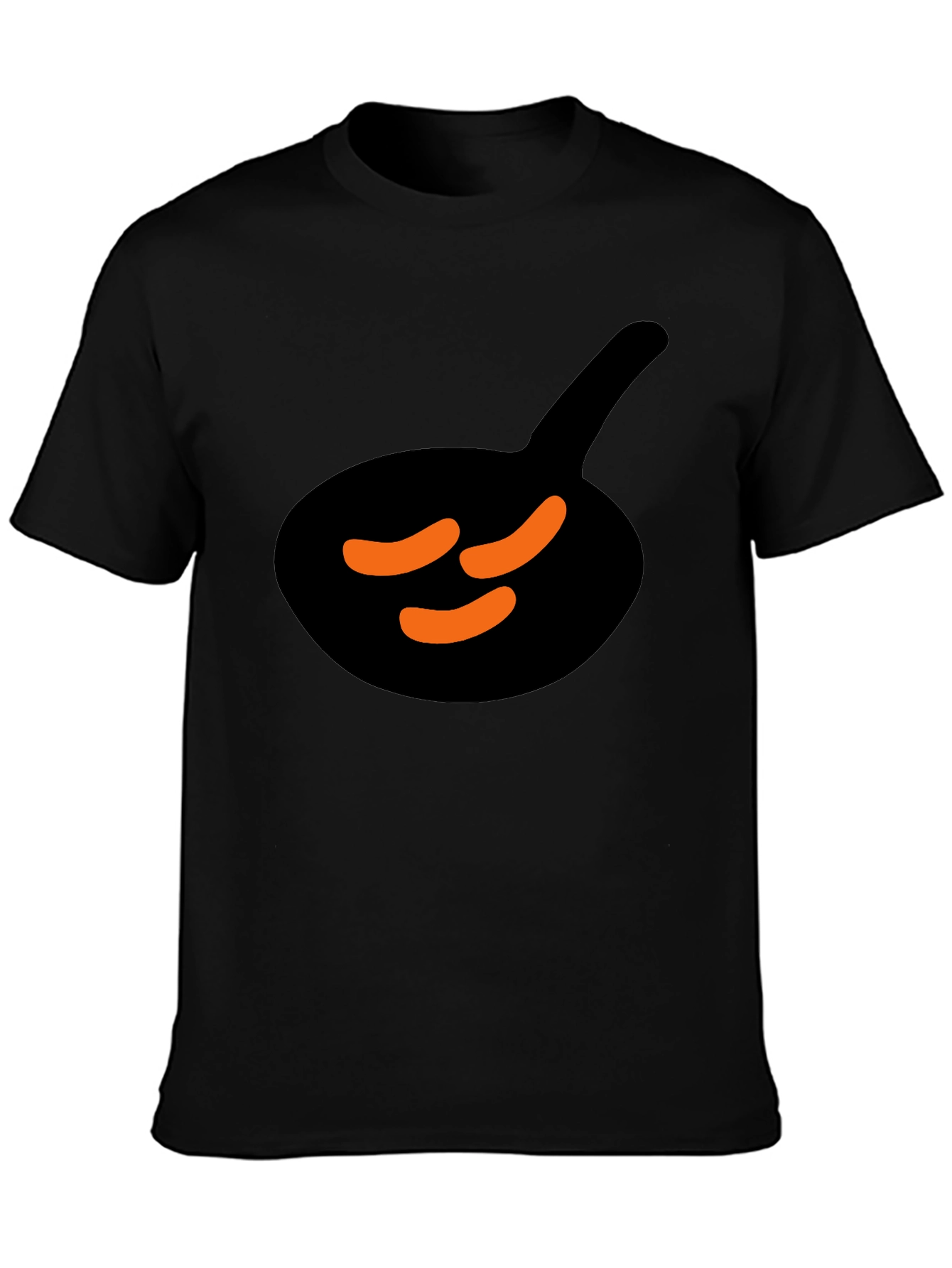 Black T-Shirt with Sausage & Pan Graphic