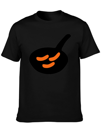 Black T-Shirt with Sausage & Pan Graphic