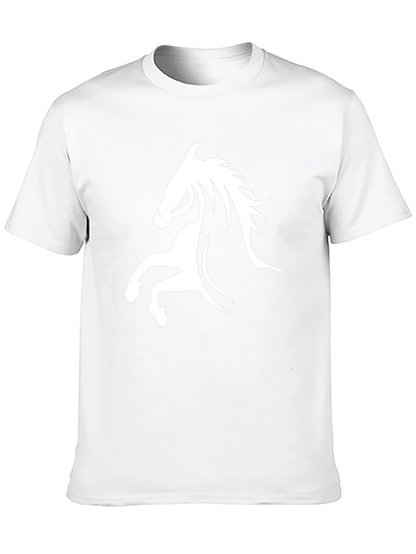 Black Tee with White Horse Graphic
