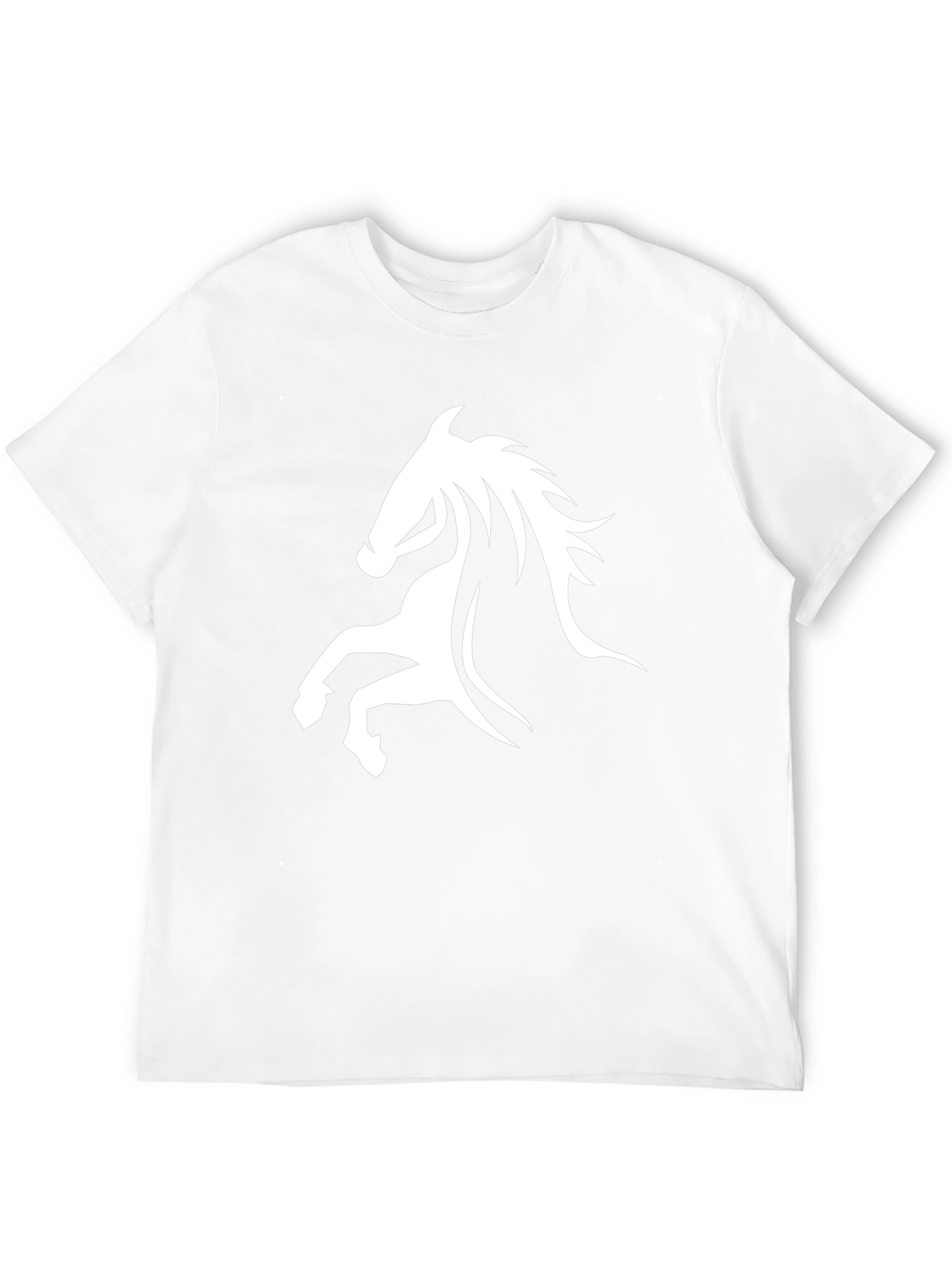 Black Tee with White Horse Graphic