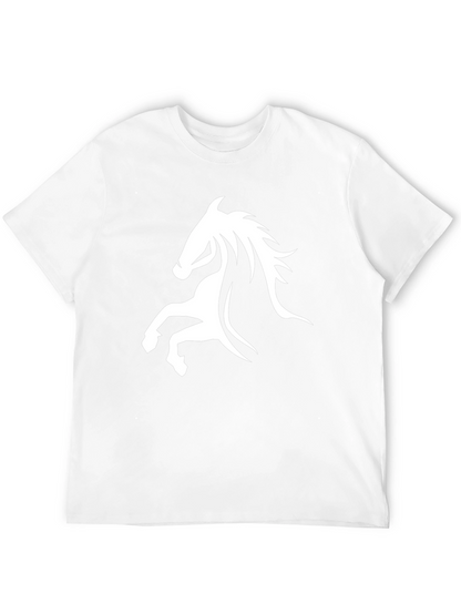 Black Tee with White Horse Graphic