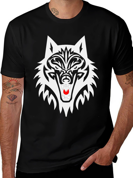 Black Wolf Graphic Tee - Tribal Style