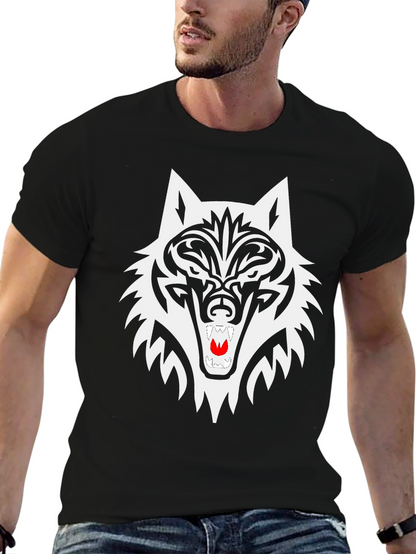 Black Wolf Graphic Tee - Tribal Style