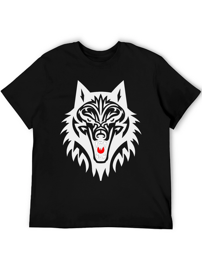 Black Wolf Graphic Tee - Tribal Style