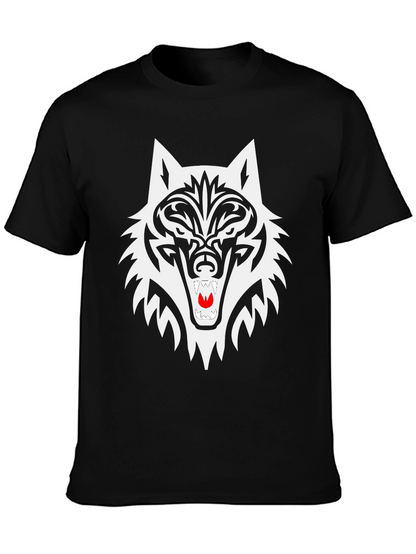 Black Wolf Graphic Tee - Tribal Style