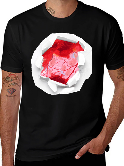 Ripped Heart Graphic Black T-Shirt