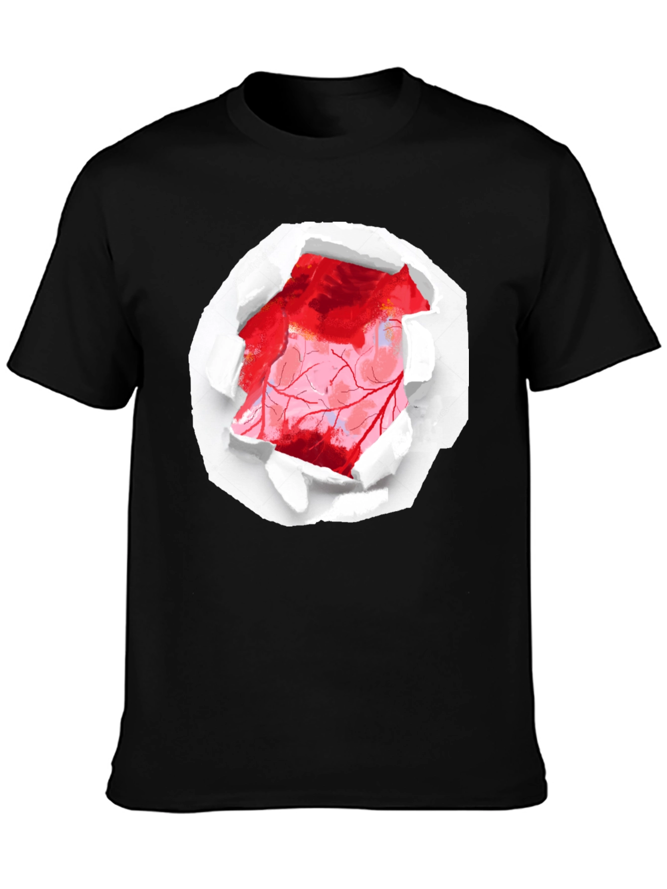 Ripped Heart Graphic Black T-Shirt