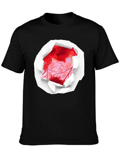 Ripped Heart Graphic Black T-Shirt