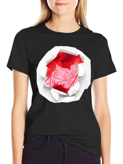 Ripped Heart Graphic Black T-Shirt