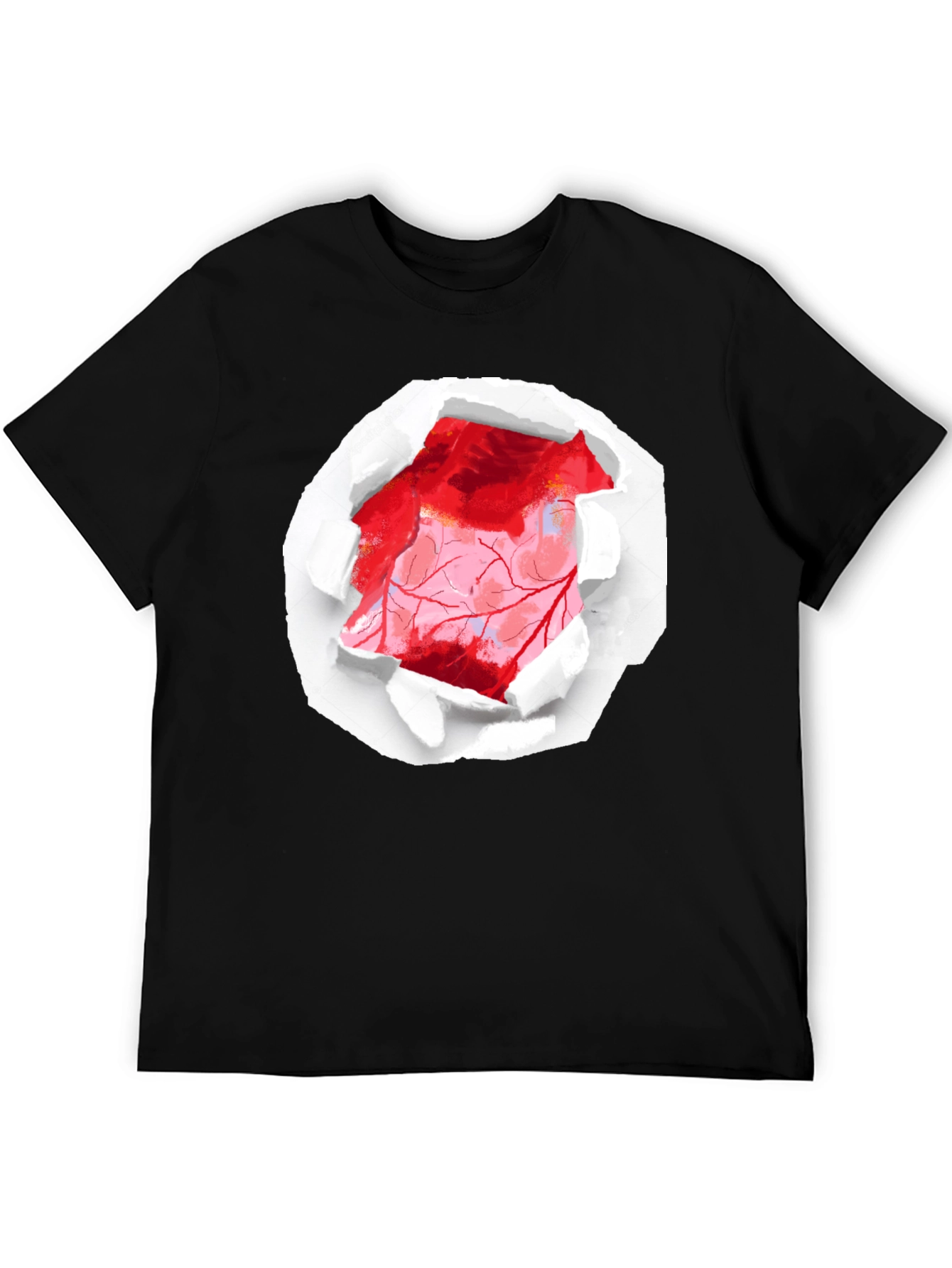 Ripped Heart Graphic Black T-Shirt