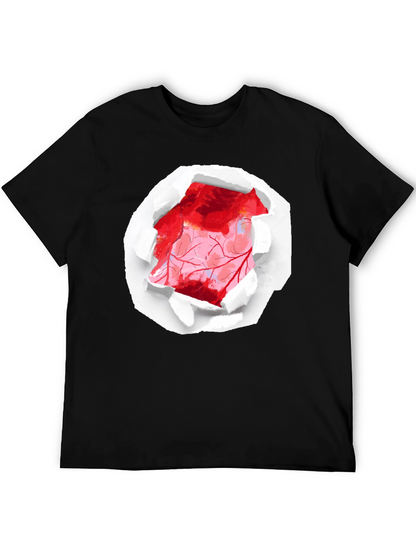 Ripped Heart Graphic Black T-Shirt