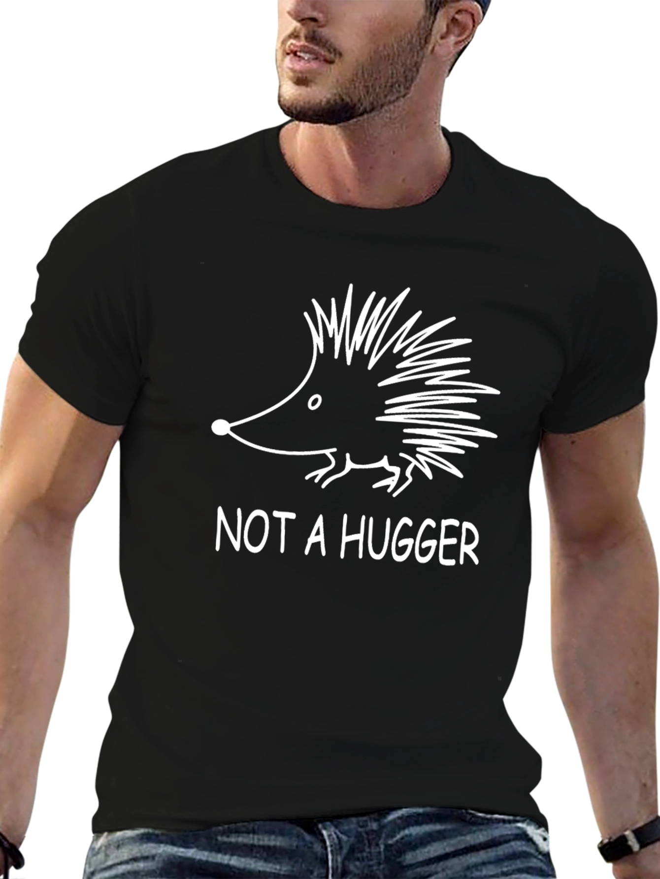 Not a Hugger Hedgehog Black T-Shirt