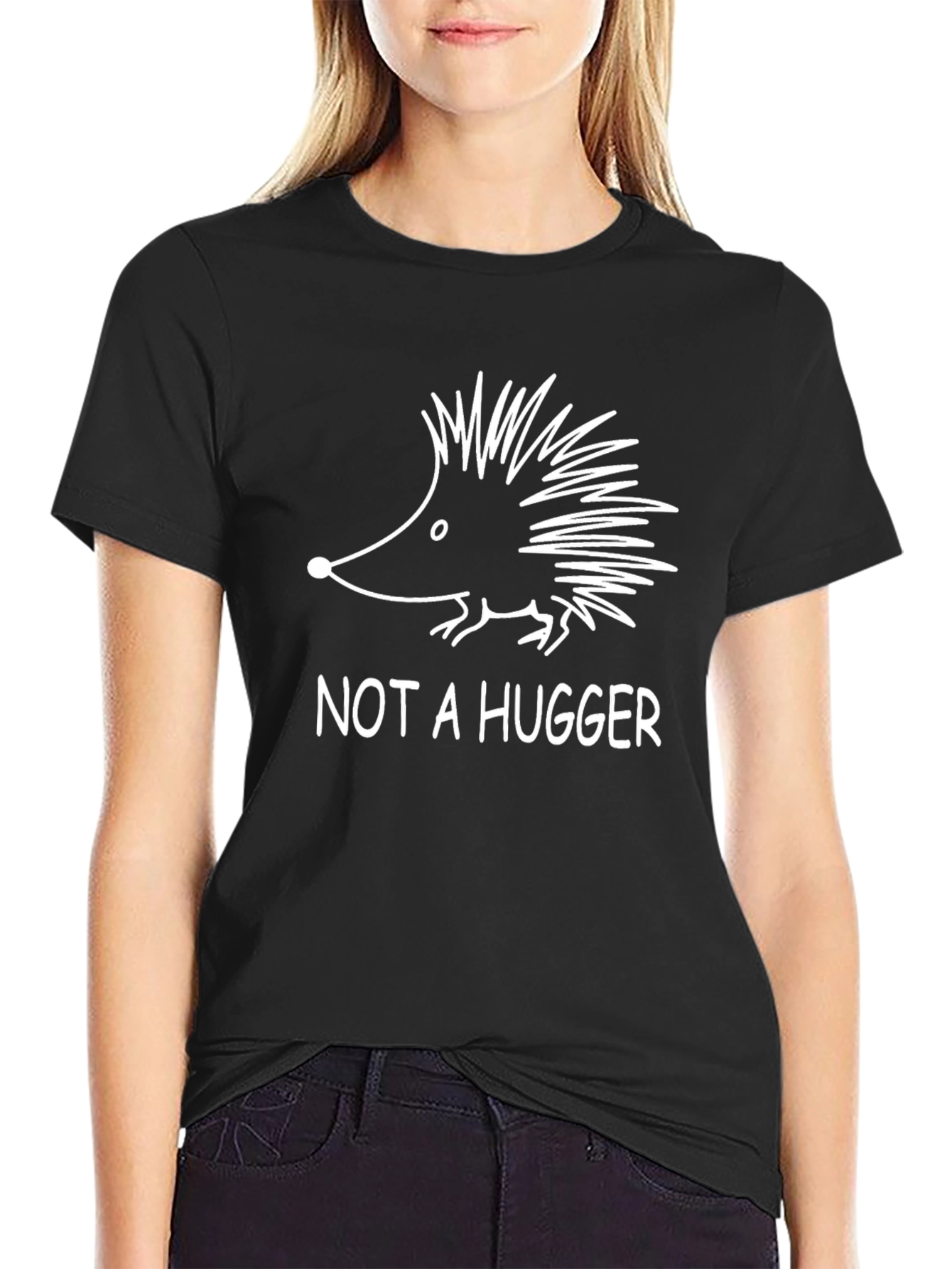 Not a Hugger Hedgehog Black T-Shirt