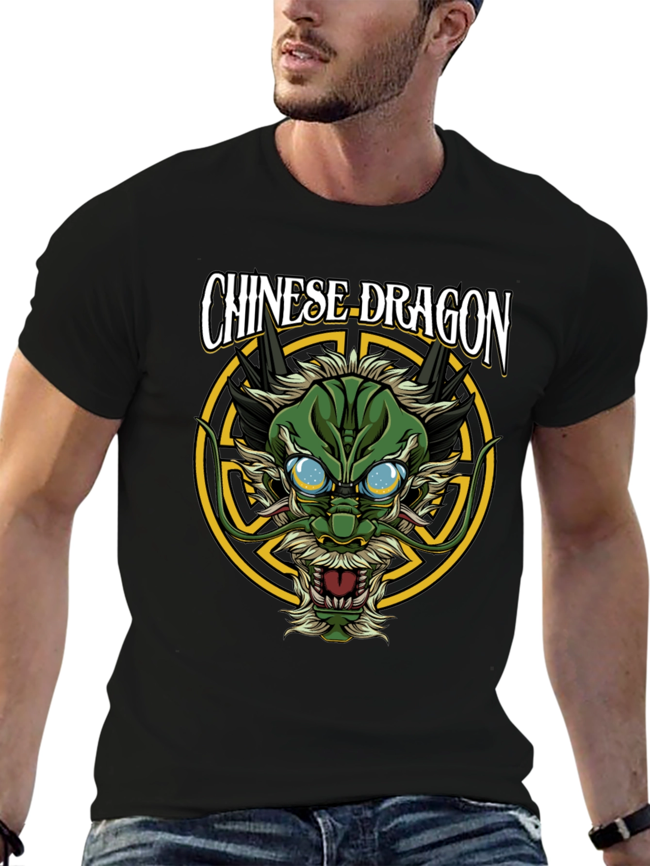 Chinese Dragon Graphic T-Shirt - Black