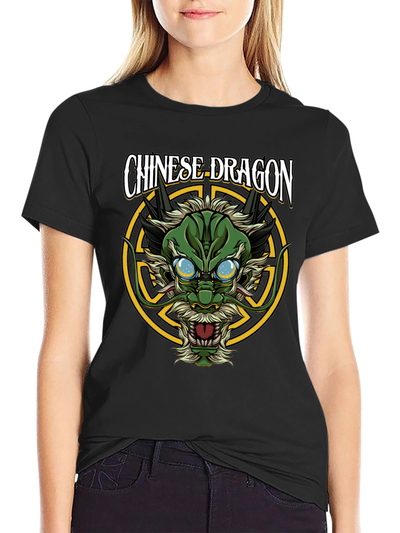 Chinese Dragon Graphic T-Shirt - Black