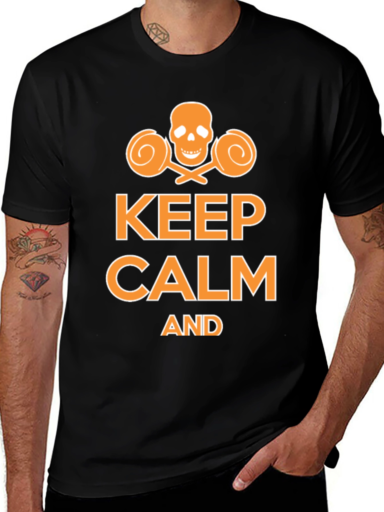 Keep Calm Funny Skull Lollipop Graphic T-Shirt