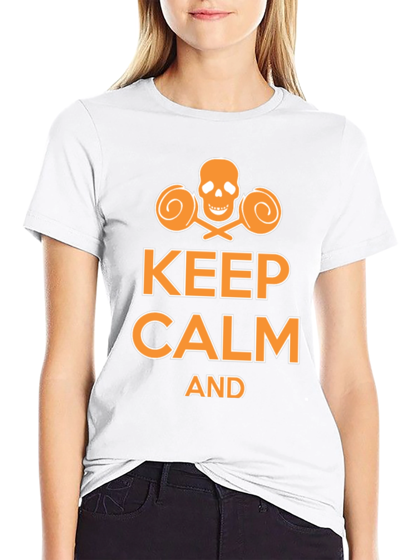 Keep Calm Funny Skull Lollipop Graphic T-Shirt