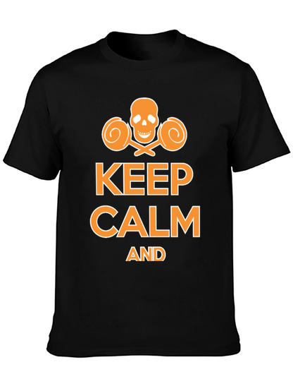 Keep Calm Funny Skull Lollipop Graphic T-Shirt