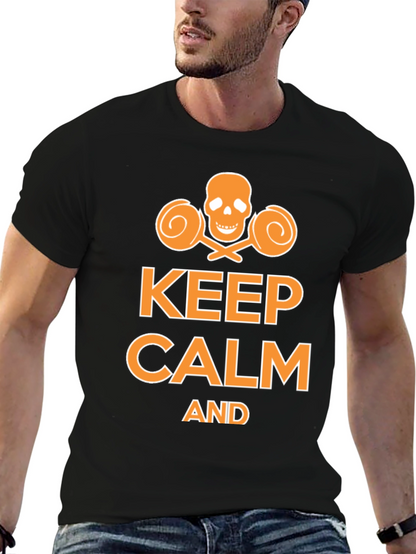 Keep Calm Funny Skull Lollipop Graphic T-Shirt