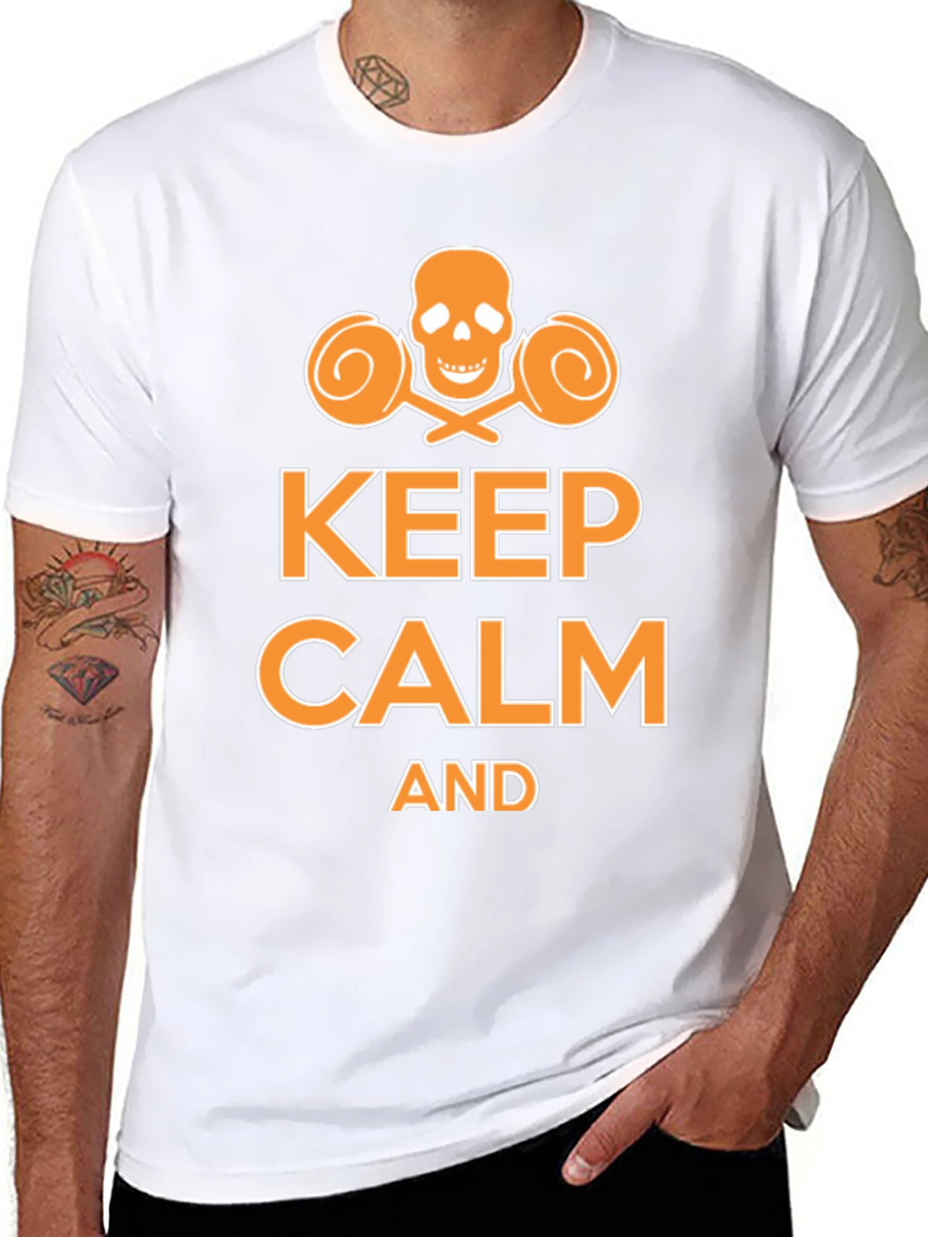 Keep Calm Funny Skull Lollipop Graphic T-Shirt