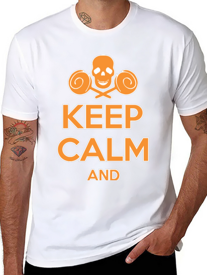 Keep Calm Funny Skull Lollipop Graphic T-Shirt