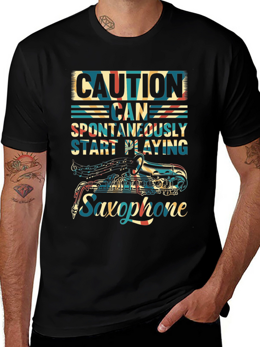 Caution Saxophone T-Shirt - Musician Gift